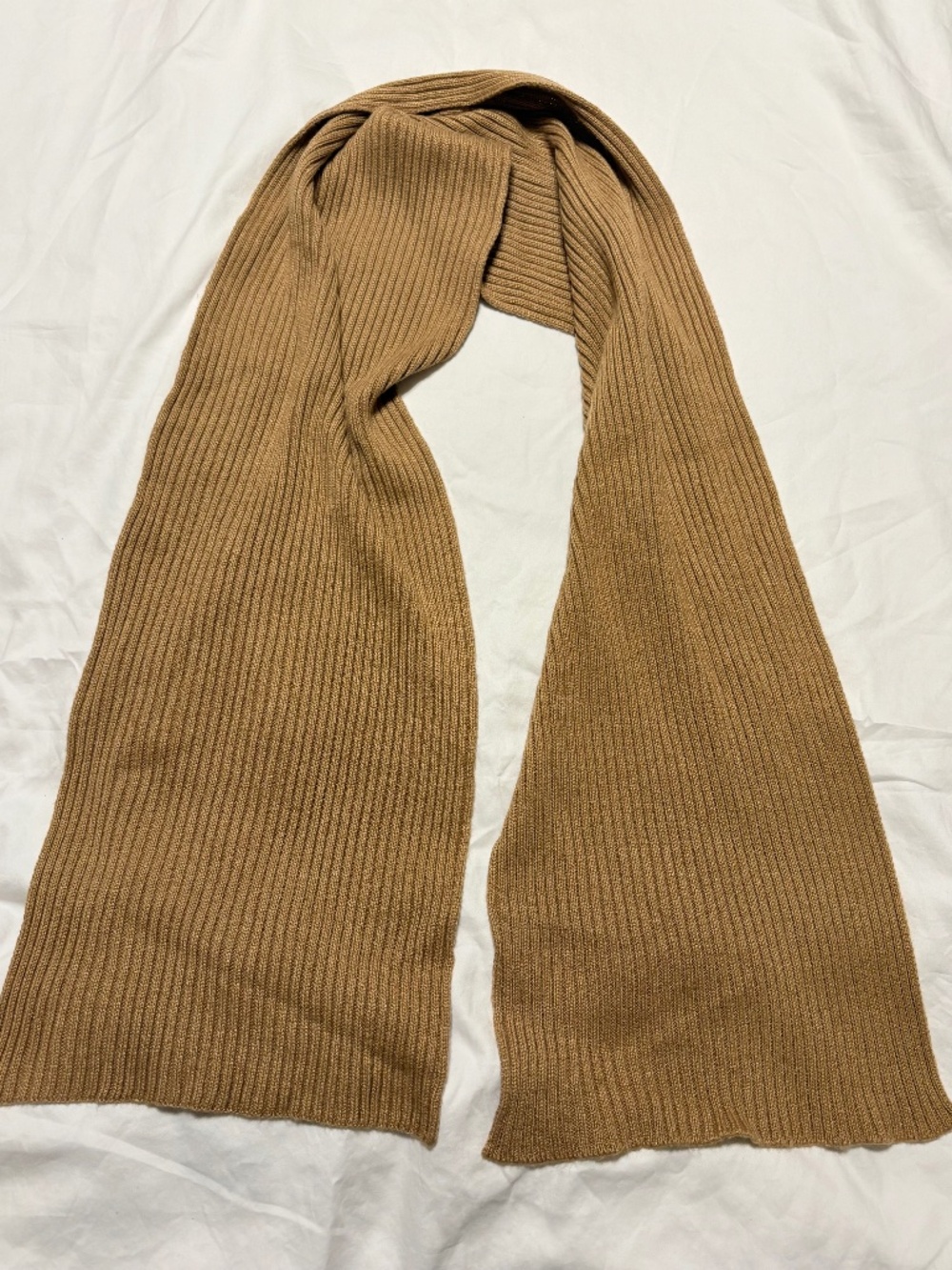 2004 Vintage Y2K Neiman Marcus Camel Heavyweight Ribbed Wool Scarf